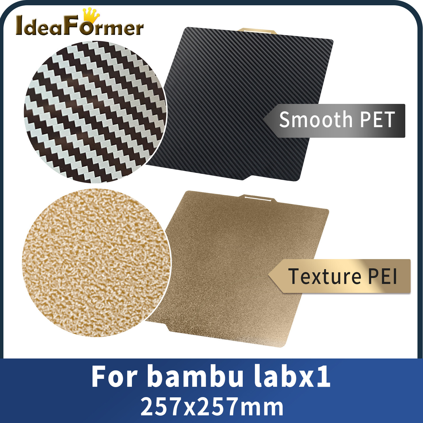 IdeaFormer Carbon Fiber Style PET+PEI Sheet Magnetic Steel Sheet Plate Heat Bed