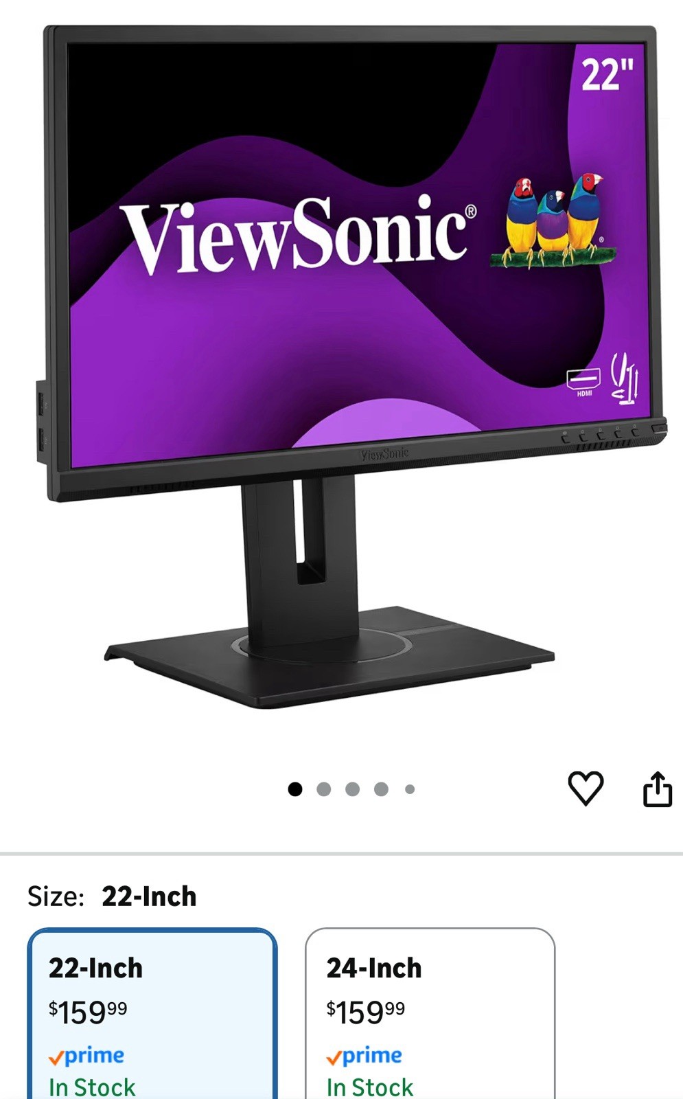 ViewSonic VG2240 22 Inch 1080p Ergonomic Monitor with 100Hz, USB Hub, HDMI