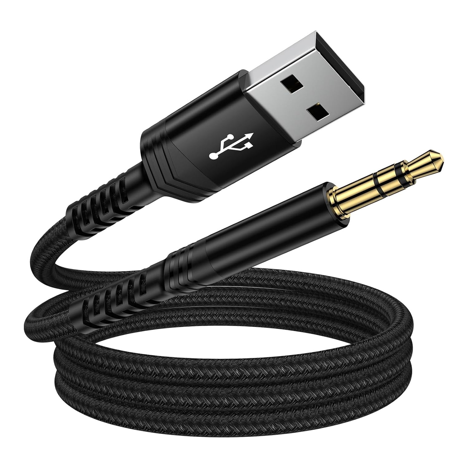 USB to 3.5mm Audio Aux Cable, 3FT Male AUX Jack Adapter TRS Black 