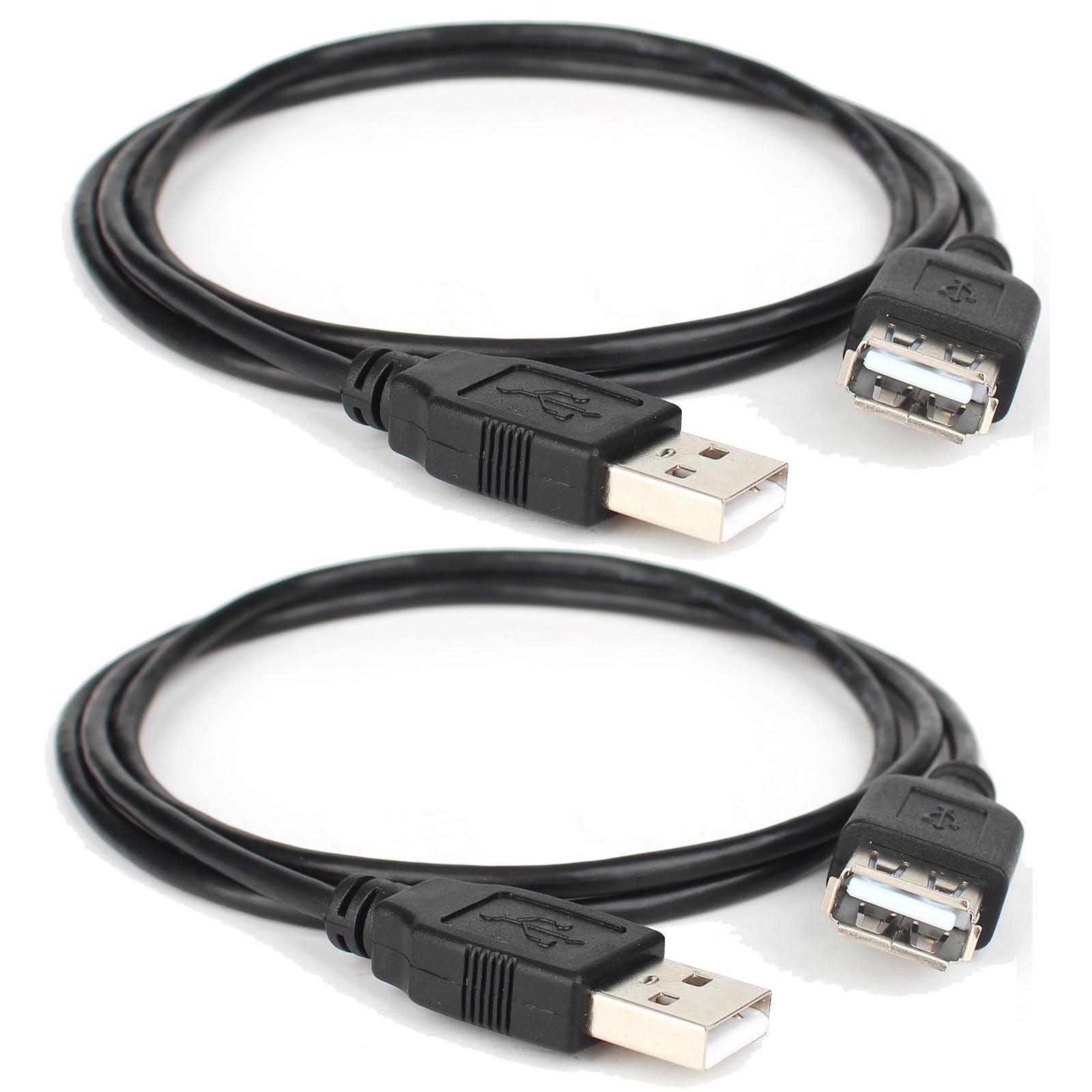 2 X 3FT High Speed USB Extension Core 480Mbps USB 2.0 Cable for Keyboard Mouse