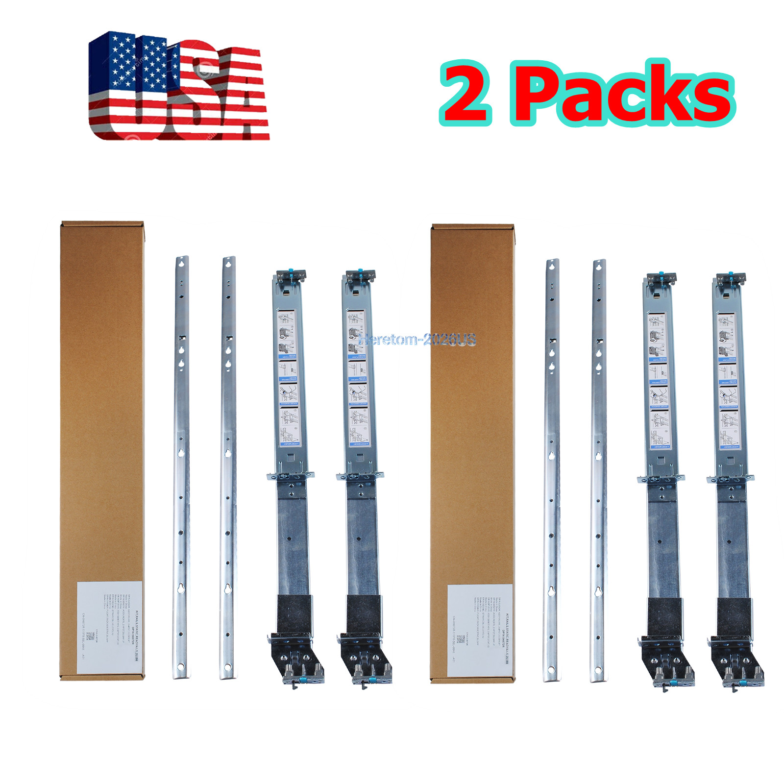 DELL R720 R720XD R730 R730XD R740 R740XD 2/4 POST RACK 2U STATIC RAILS H872R