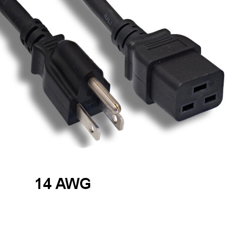[Lot10] 8Ft Black Power Cord NEMA5-15P to IEC-60320 C19 14AWG 15A/125V SJT Serve