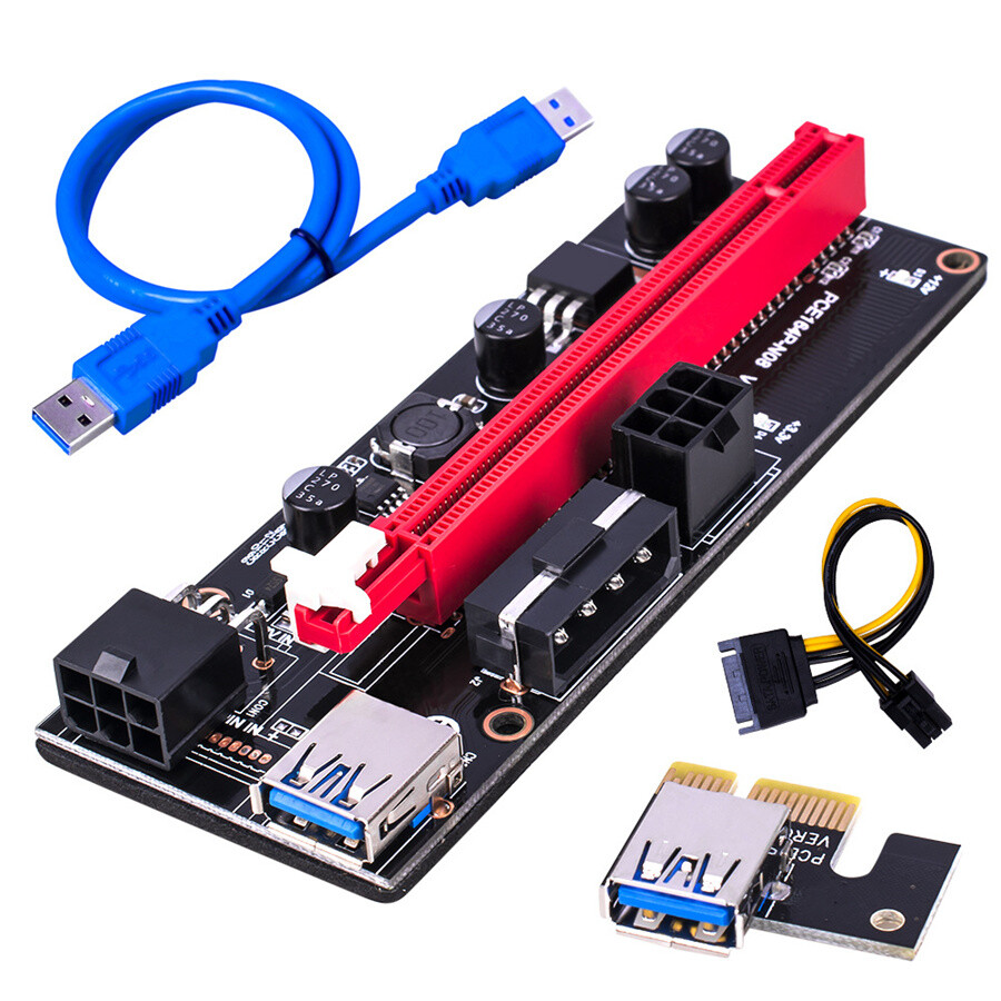 6Pcs Newest Usb 3.0 Pci-E Riser Ver 009S Express 1X 4X 8X 16X Extender Riser