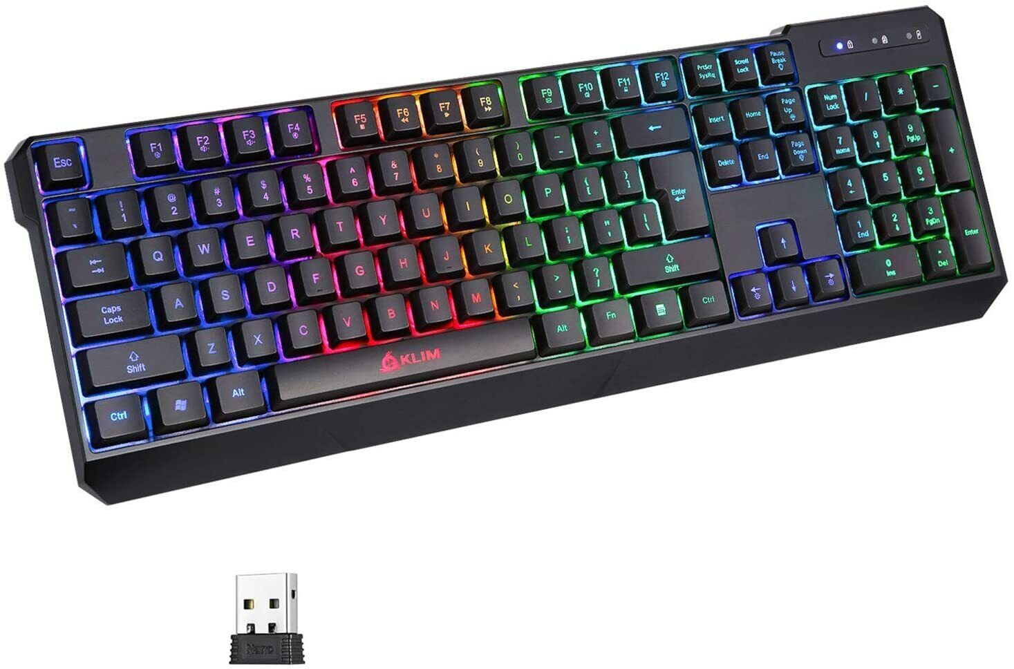 KLIM Chroma Rechargeable Wireless RGB Gaming Keyboard, PC, PS4, Xbox, Mac - NEW