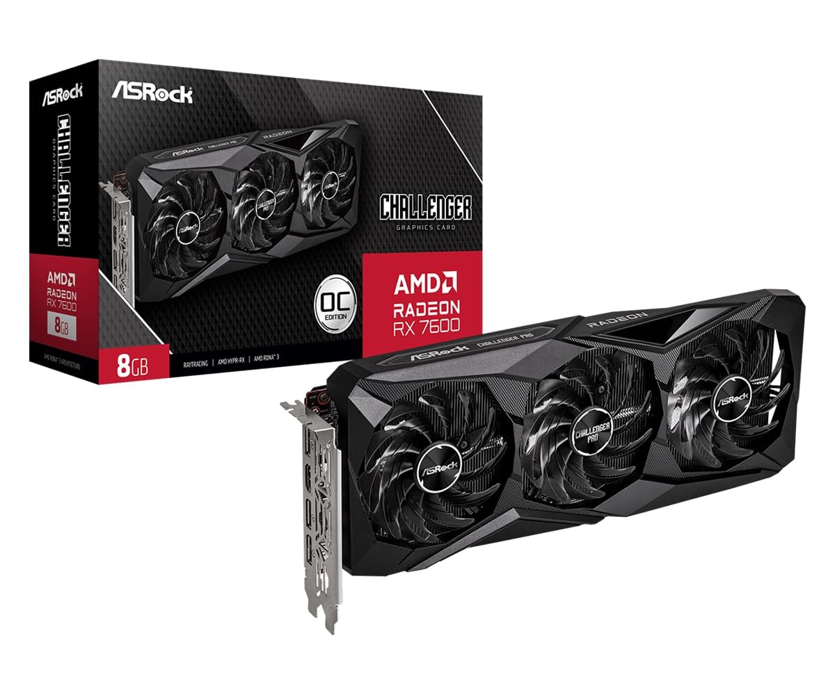 ASRock Radeon RX 7600 Challenger Pro 8GB OC, AMD RDNA 3, 8GB GDDR6, PCIe 4.0,...