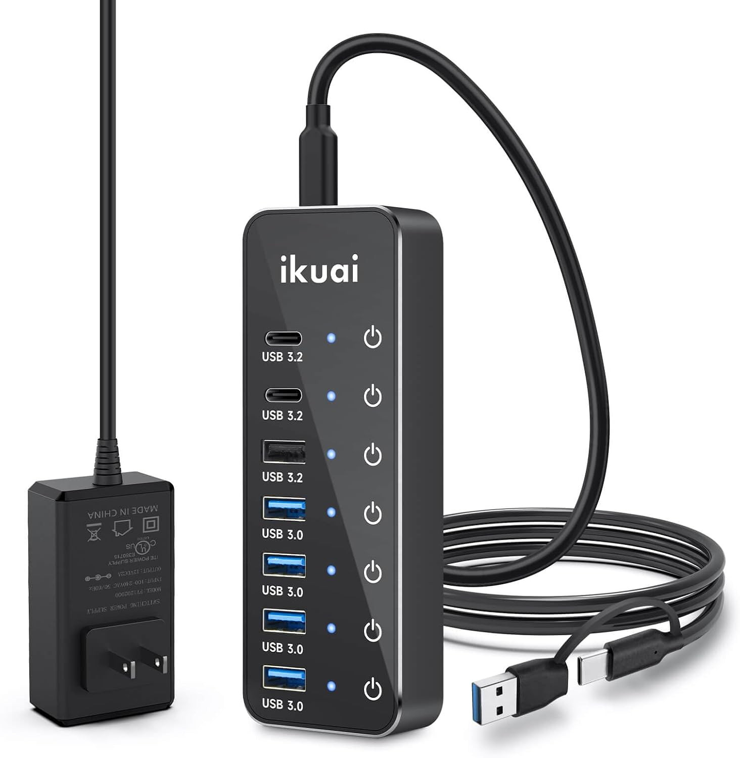 7-Port Powered USB 3.2 / USB C Hub Extender for PC Laptop