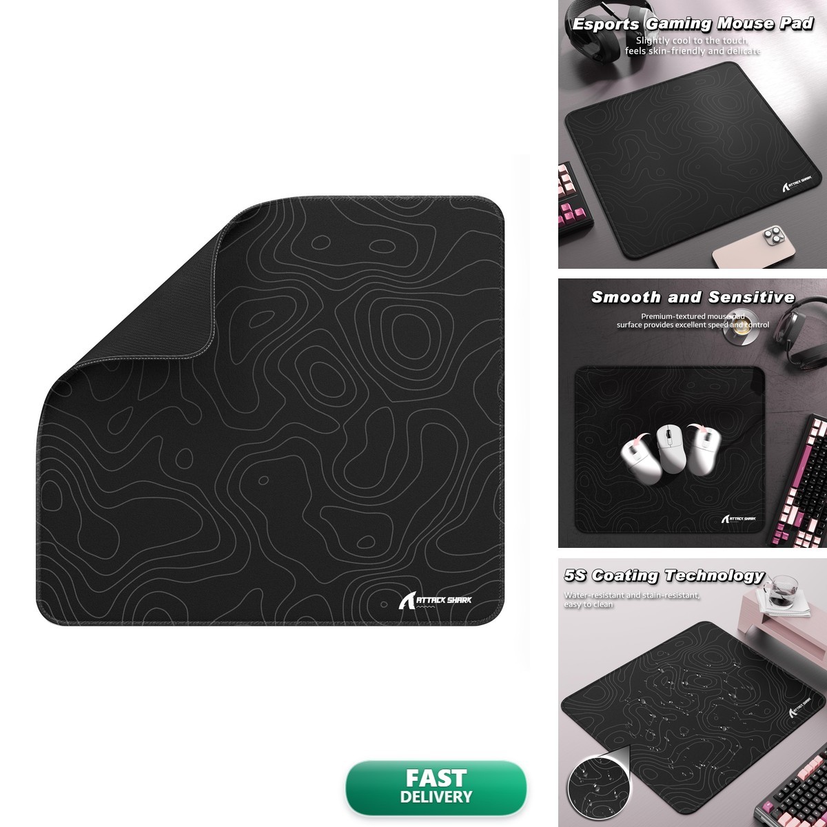 ATTACK SHARK CM02 Gaming Mouse Pad Esports Speed Large Mouse Mats Desk