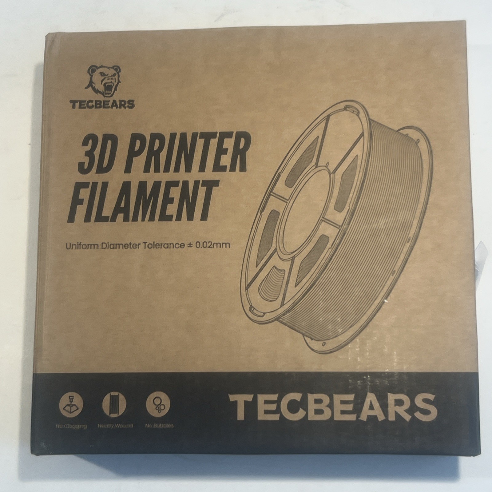 TECBEARS PLA Filament 1.75mm Black 1KG Neatly Wound 3D Printer Filament for Arts