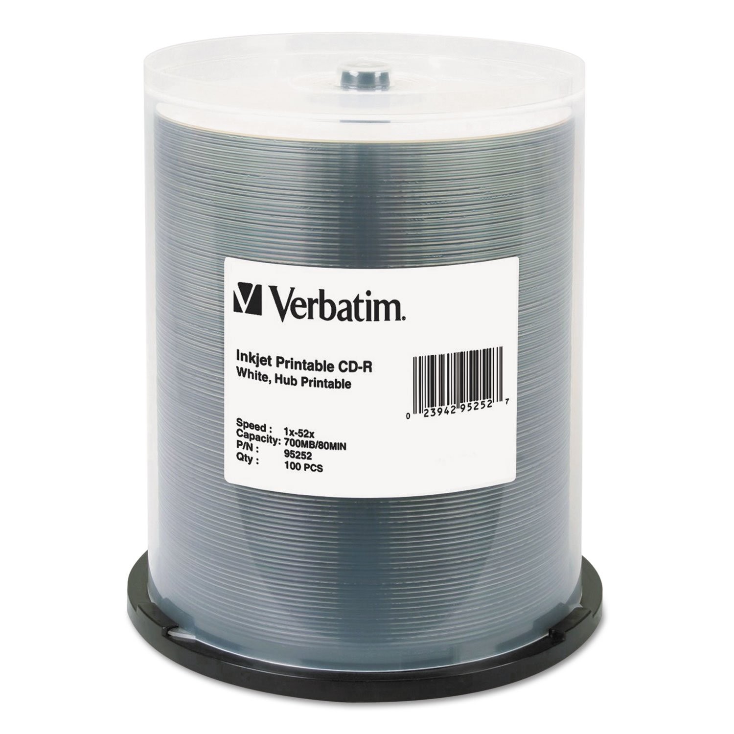 Verbatim 700MB White Inkjet Printable CD-R 52X 100 Pack Discs