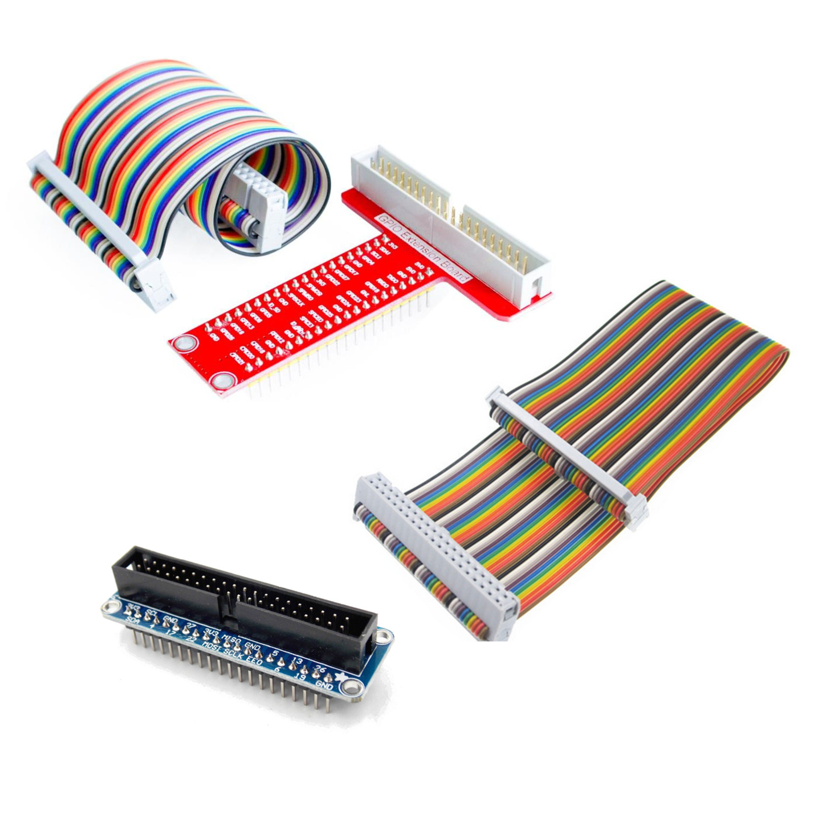 2pcs Raspberry Pi GPIO Breakout Board Breadboard Adapter T Shape + Straight