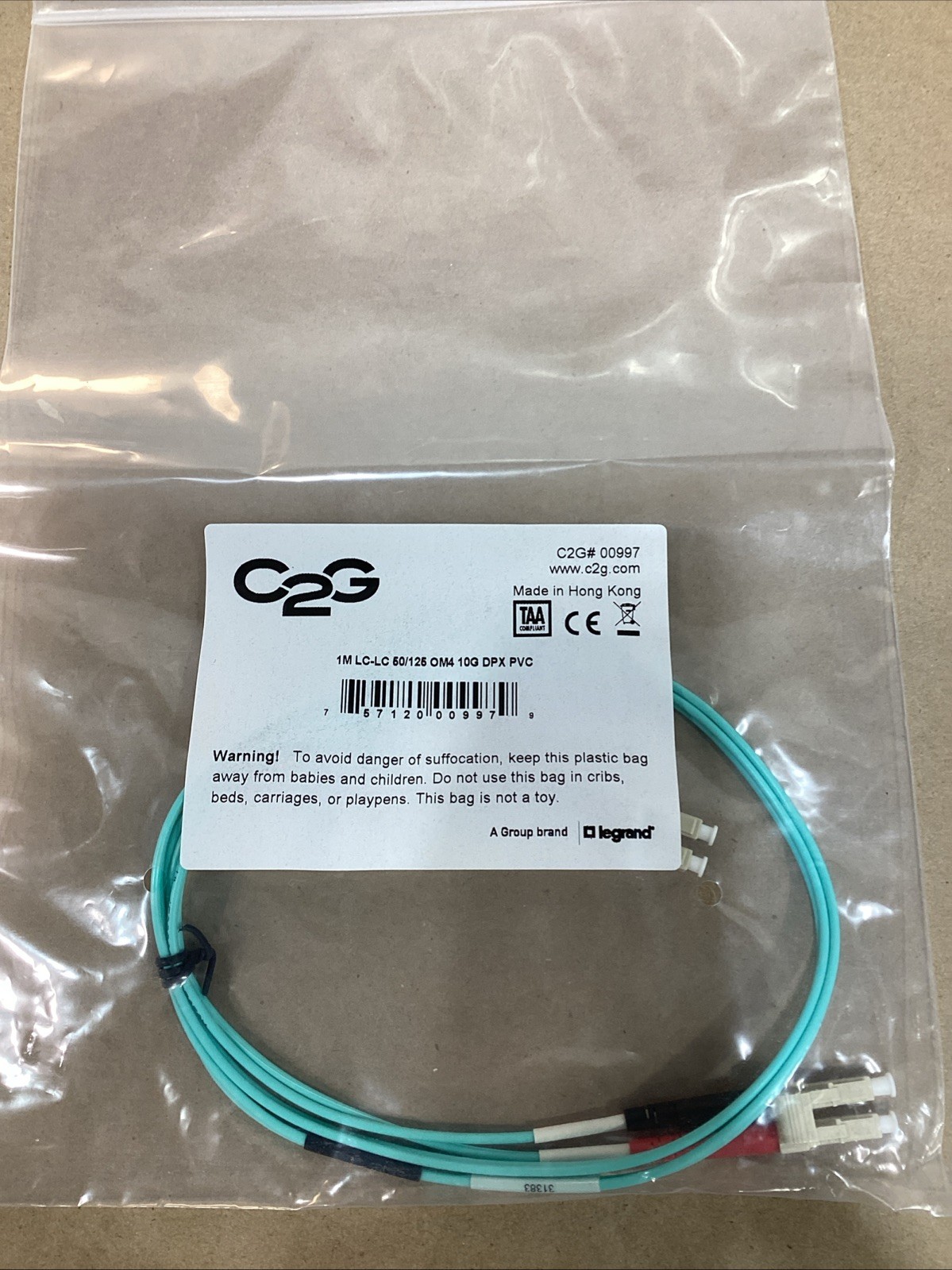10 Pack - Legrand C2G Fiber Optic Cable 1M LC-LC 50/125 OM4 10G DPX PVC Duplex