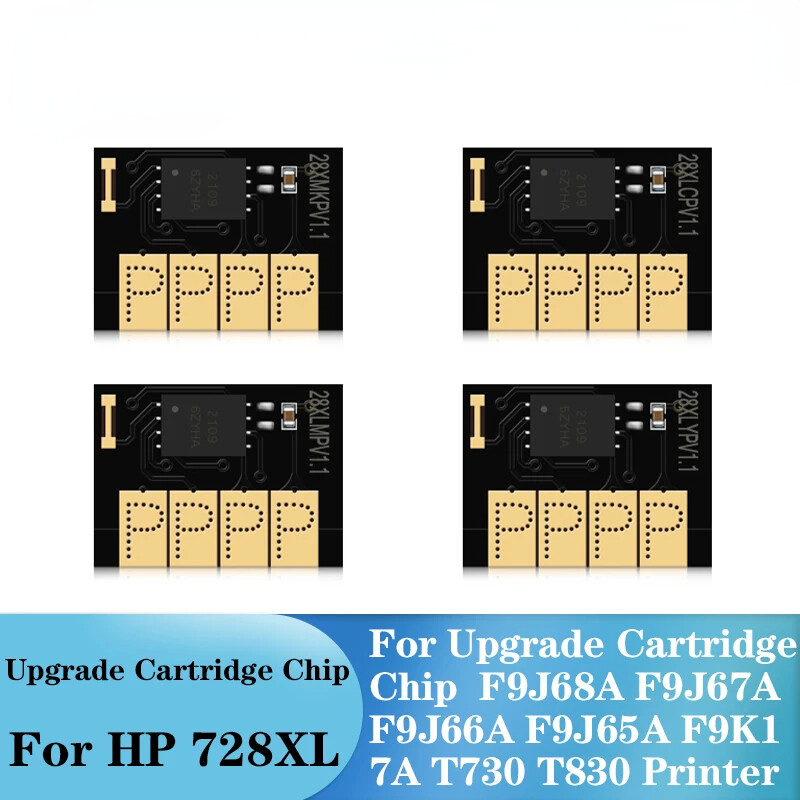 4PCS Cartridge Chip for HP 728 F9J65A F9K For HP DesignJet T730 T830 Printer