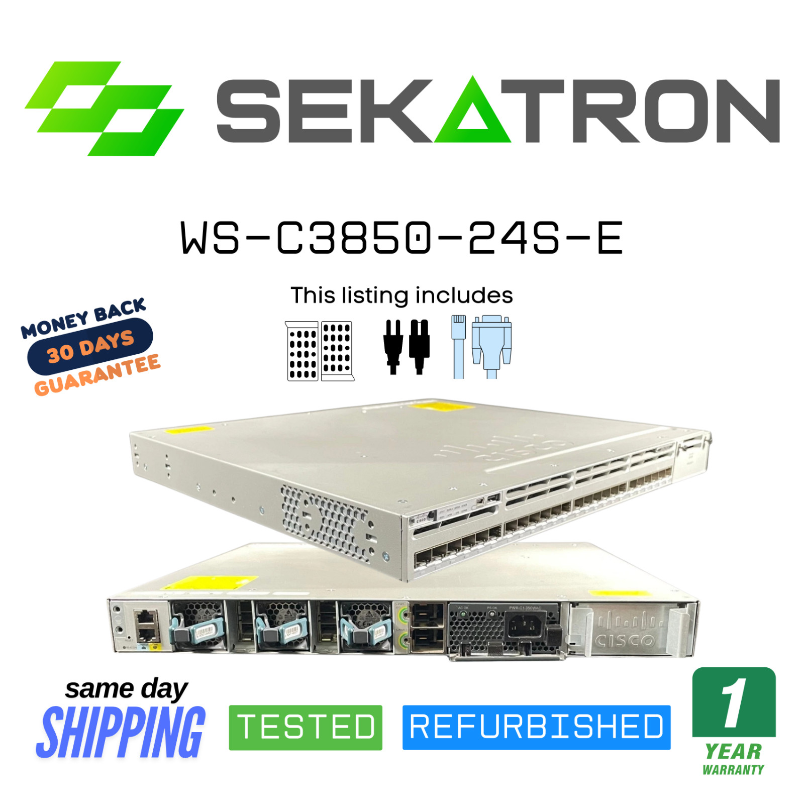 ♻️ Cisco Catalyst WS-C3850-24S-E 24-Port Gigabit Ethernet SFP Switch ⚡Fast Ship