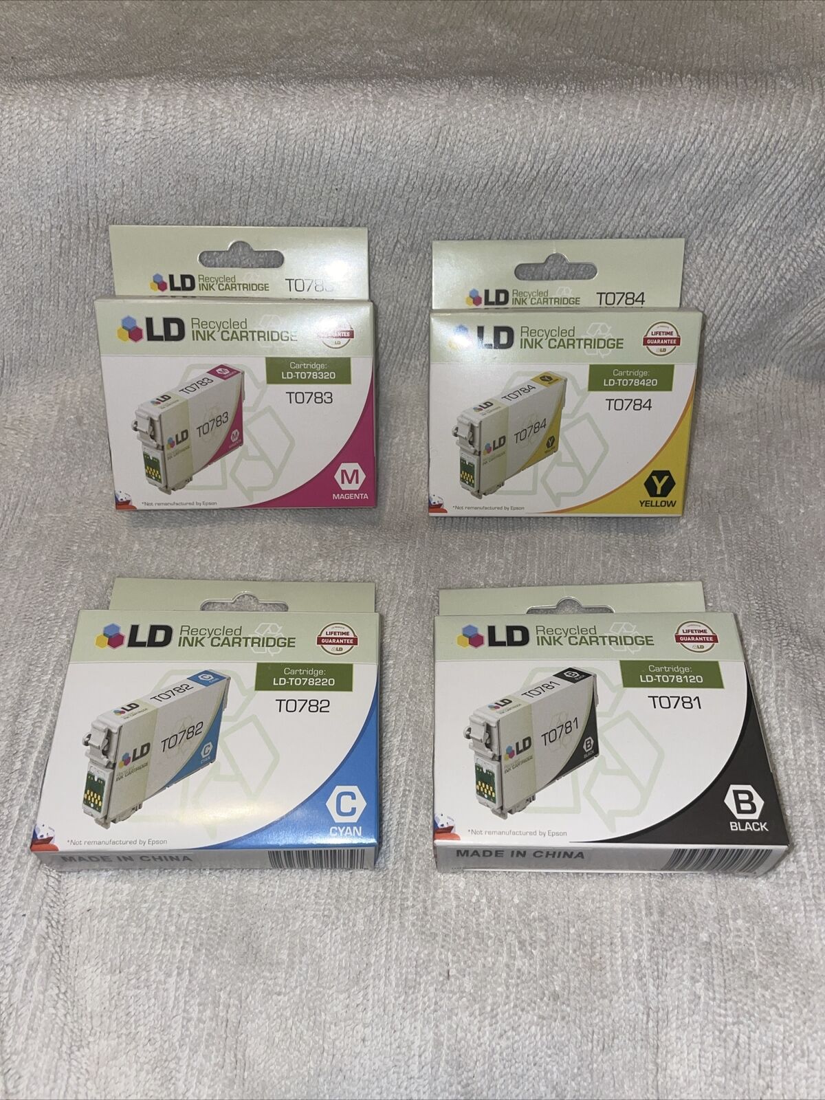 New Sealed LD recycled ink cartridge Black Magenta Yellow Cyan T0781-T0784 Epson
