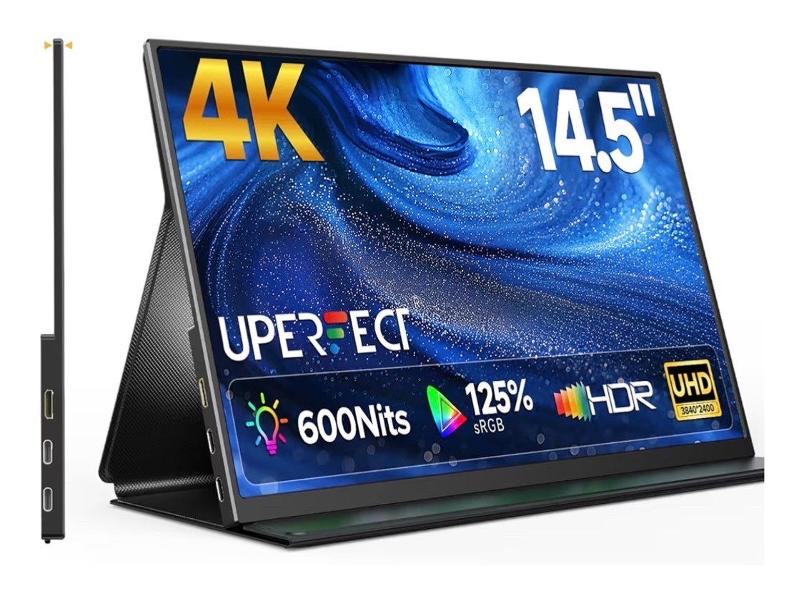 4K Portable Monitor, 14.5" UHD 3840x2400 Laptop Display with Smart Cover, 16:10