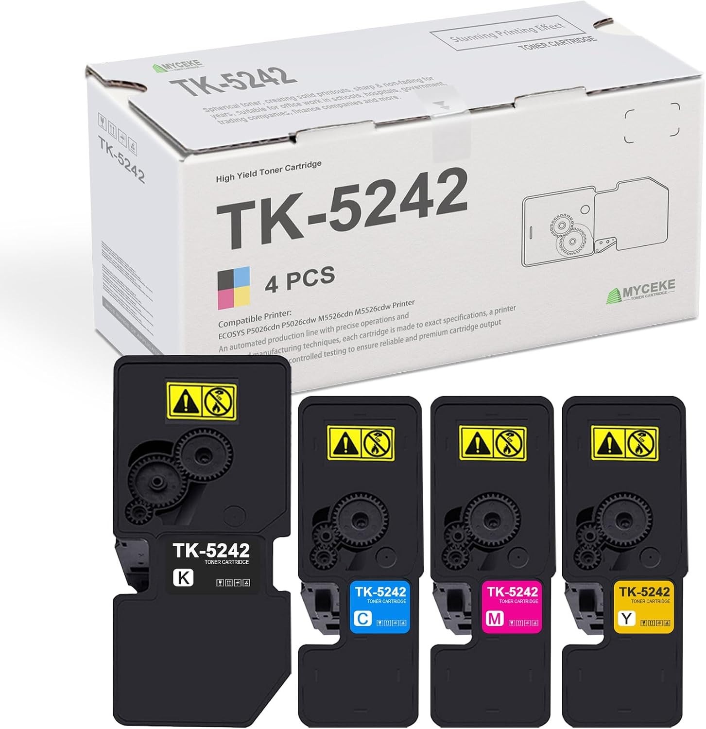 4-Pack TK5242 Toner Cartridges BCMY Kyocera Ecosys P5026cdn BN