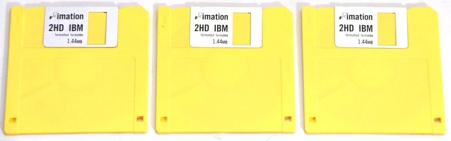 Lot 3 Brand New Unused Imation IBM 3.5 Inch Floppy Disks 2HD 1.44 MB Diskettes