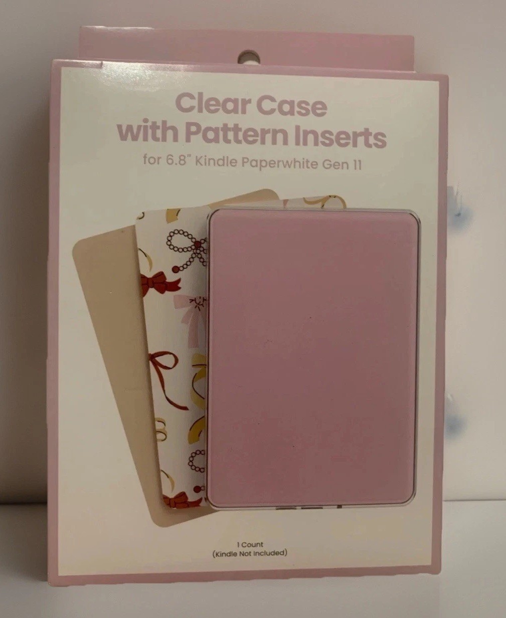Clear Case +Pattern Inserts for 6.8” Kindle Paperwhite Gen 11 Pretty Pinks New