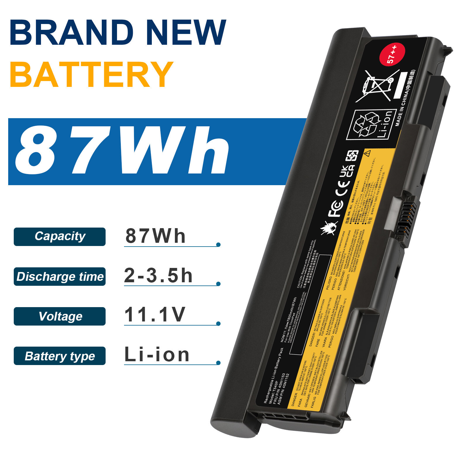 9 cells Battery for Lenovo ThinkPad T440P T540P W540 W541 L440 L540 45N1152 57++