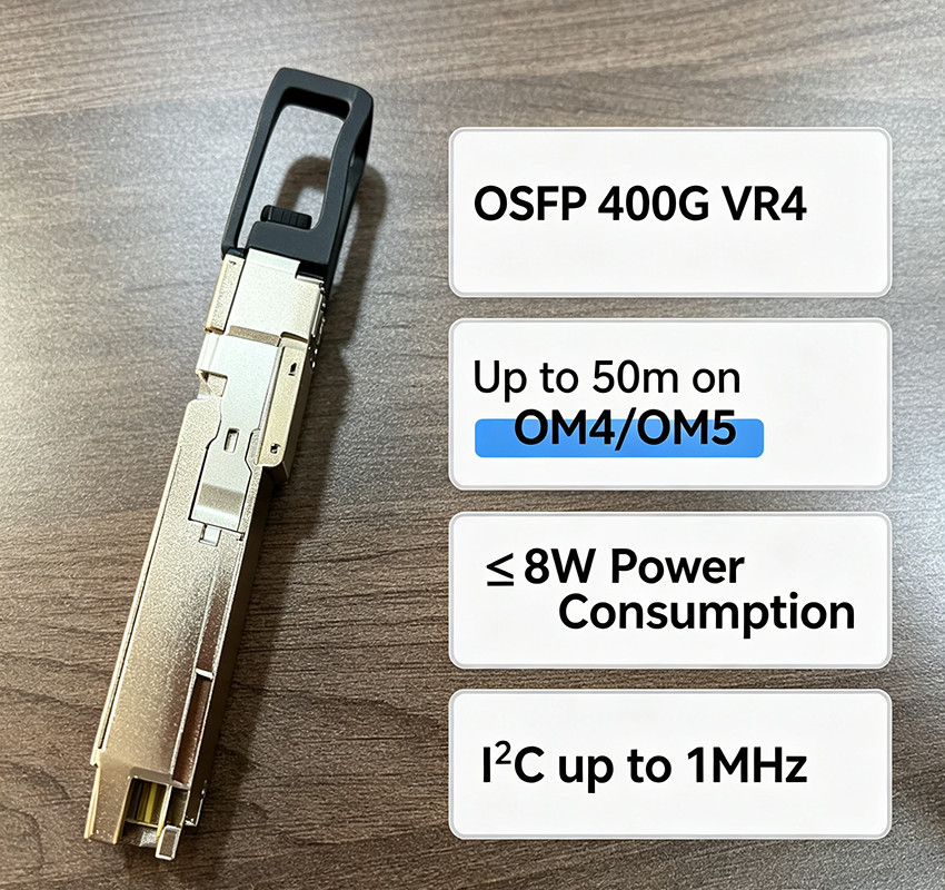 400G VR4 QSFP112 Optical Transceiver 850nm Multi‑Mode MMF MPO‑12 100m OM4 DDM