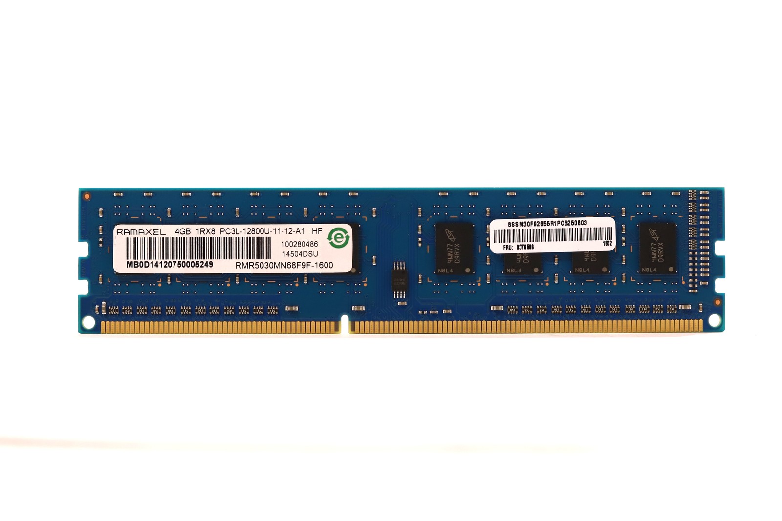 Ramaxel 4GB 1Rx8 PC3L-12800U-11-12-A1 NON-ECC Memory P/N: RMR5030MN68F9F-1600