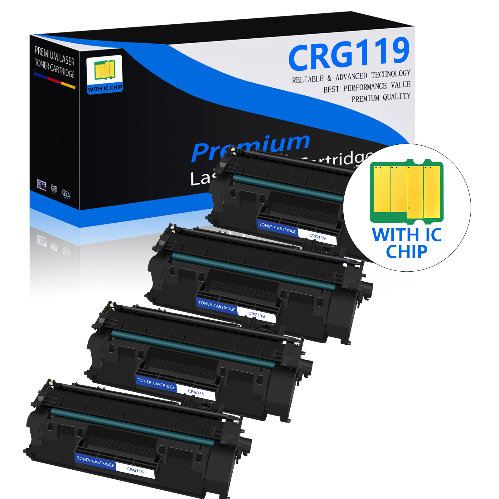 4PK Black CRG119 119 Toner for Canon 119 ImageClass LBP6300dn LBP6650dn MF6180dw