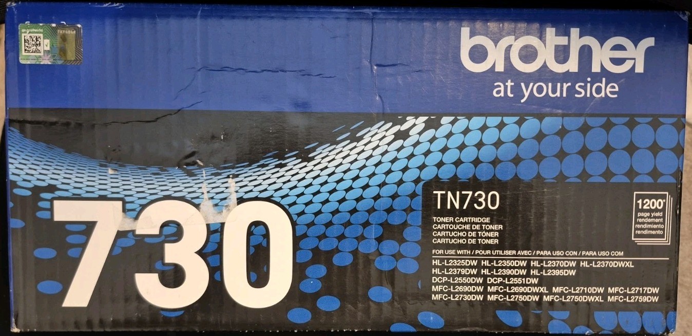 Brother Genuine TN730 Standard Yield Black Toner Cartridge---(NEW OPEN BOX)---