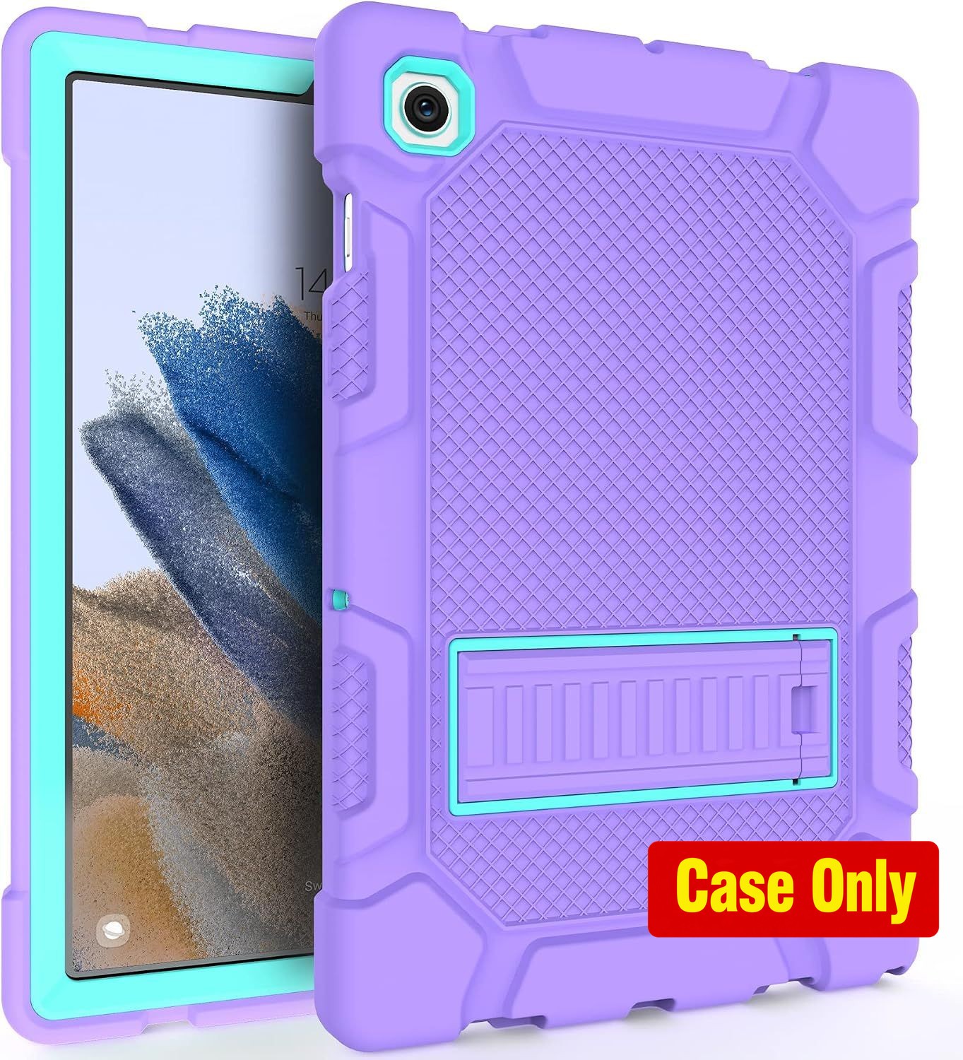 Hybrid Shockproof Rugged Cover Case for Galaxy Tab A8 10.5 with Kickstand, Purpl
