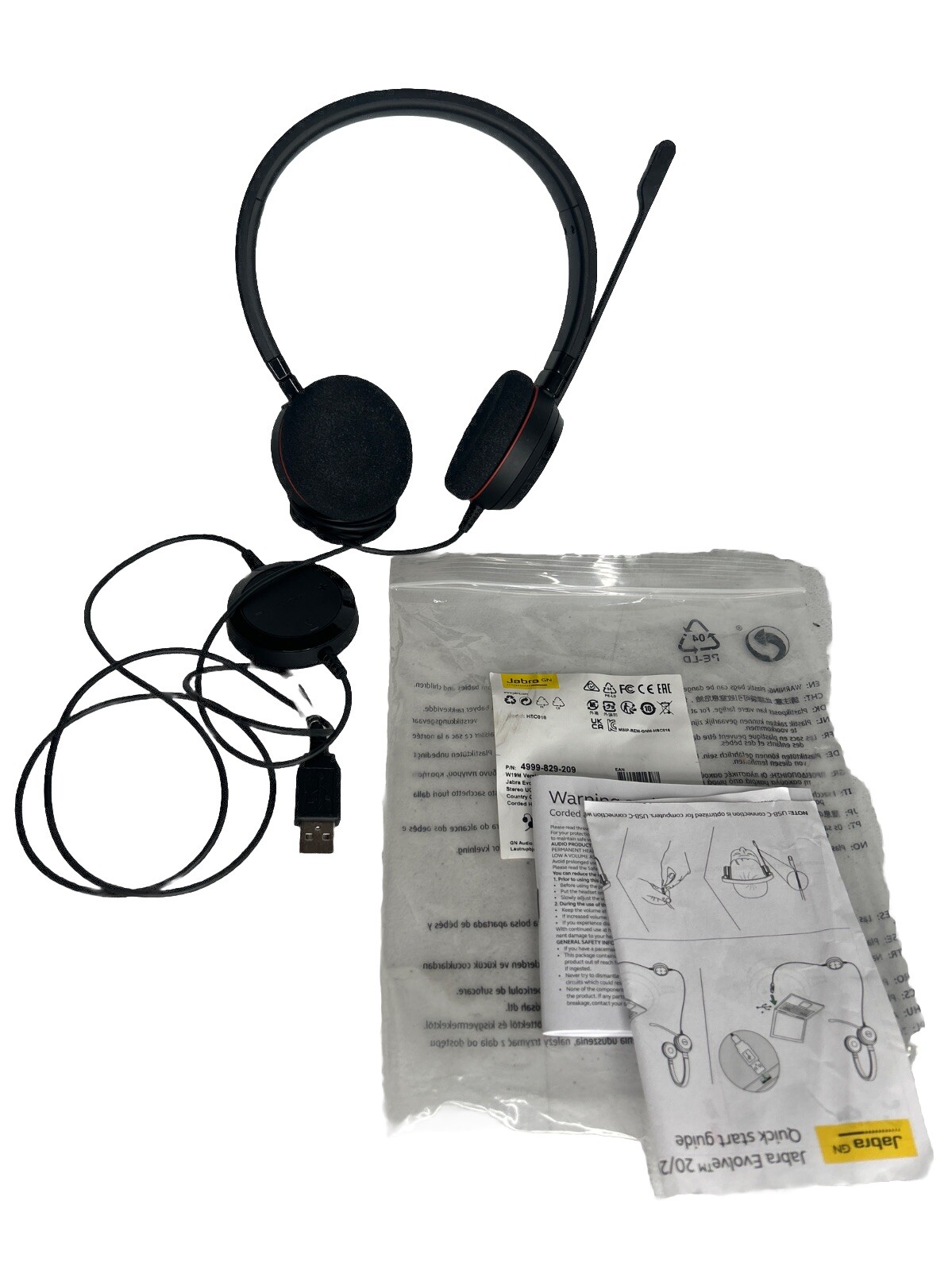 Jabra Evolve 20 Mono MS Wired Headset Model HSC016  Mic
