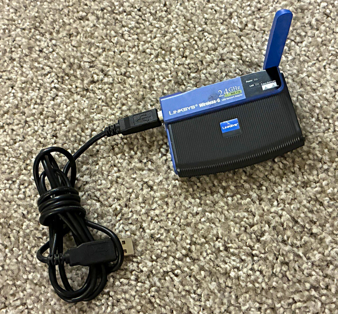 Linksys Wireless-G USB Adapter 2.4GHz 802.11g 54 Mbps WUSB54G v4 Blue/Black