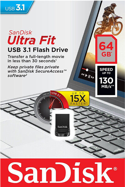 SANDISK ULTRA FIT MINI USB 3.1 3.0 FLASH DRIVE 256GB 128GB 64GB 32GB 16GB LOT