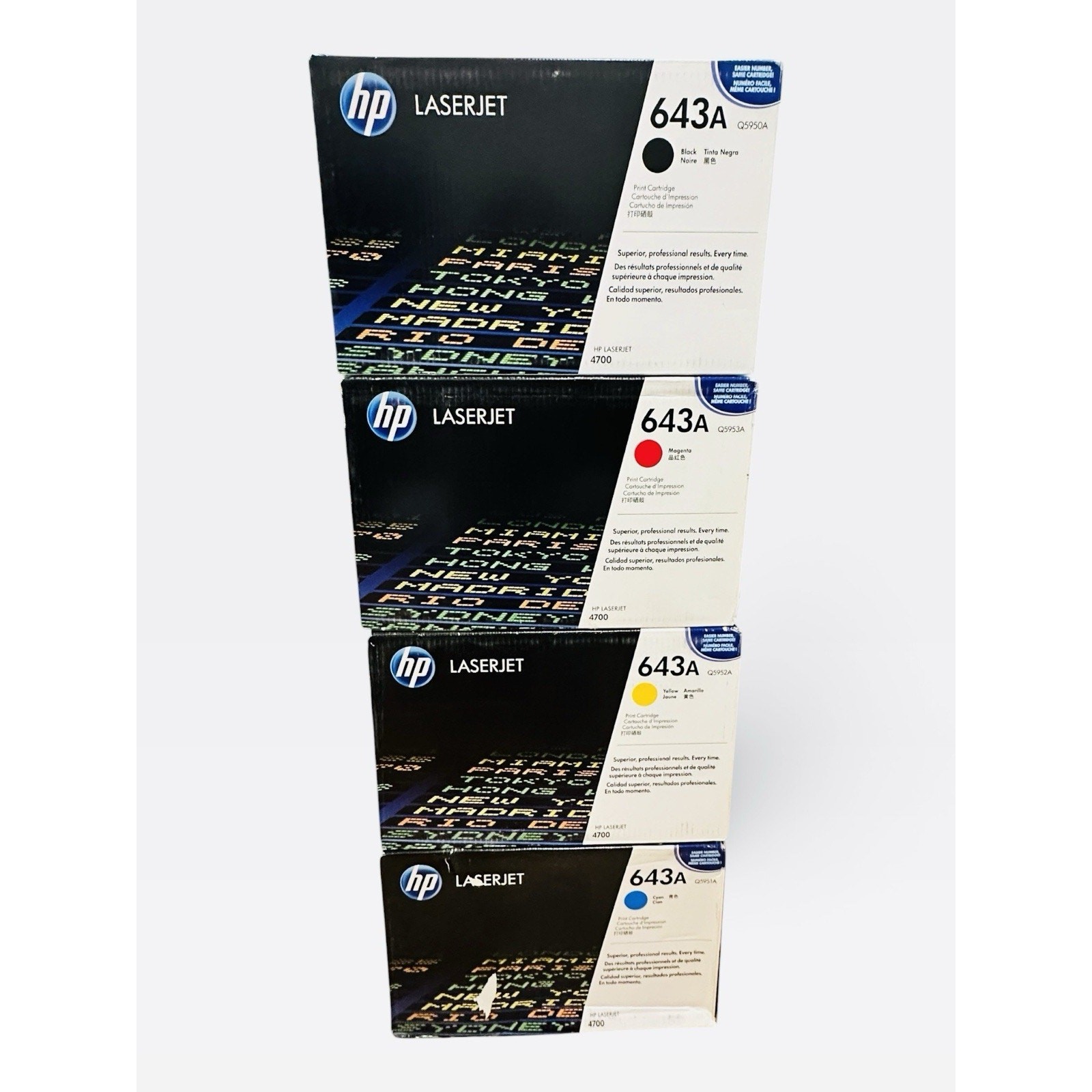 HP 643A LaserJet Toner Set Q5950A/Q5951A/Q5952A/Q5953A Black/Cyan/Yellow/Magenta