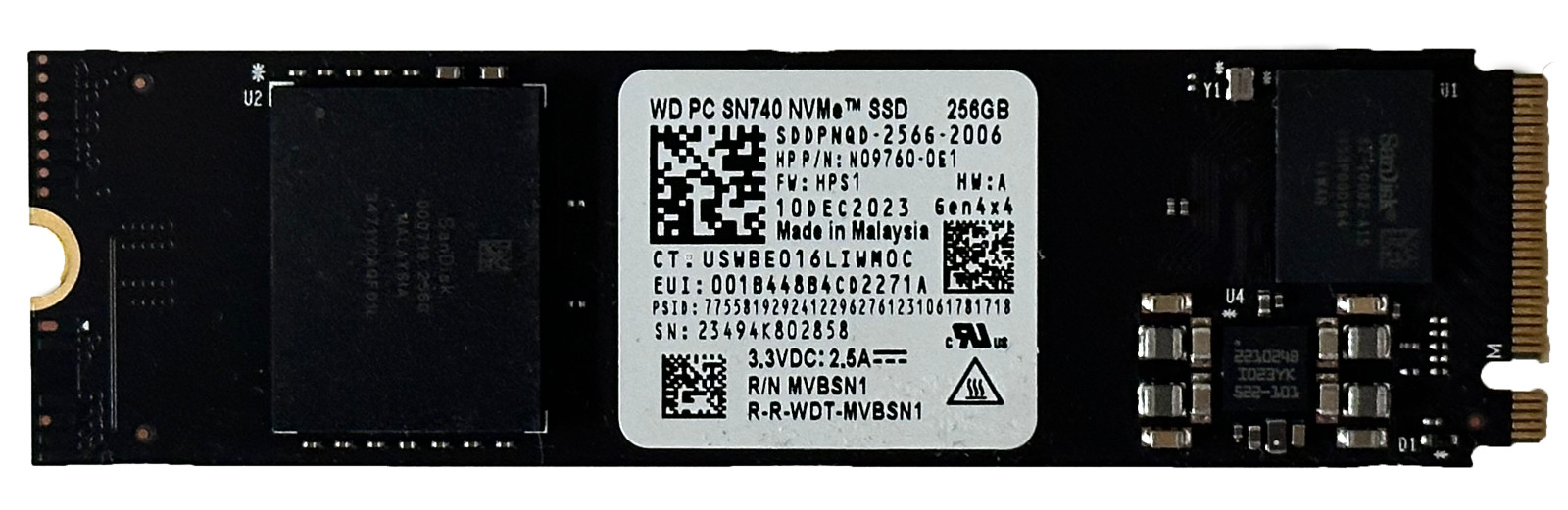 WD PC SN740 256GB M.2 2280 PCIe Gen4 x4 NVMe SSD SDDPNQD-256G OEM Laptop SSD