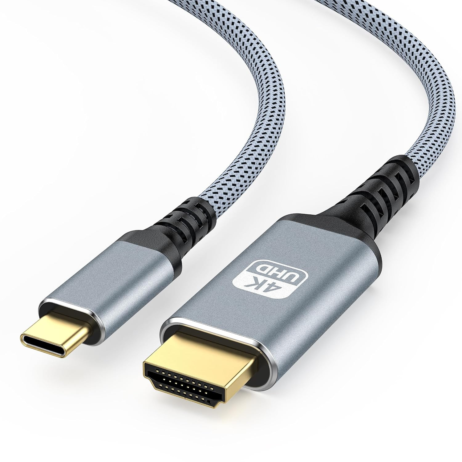 USB C to HDMI Cable 4K@60Hz 15 FT, USB 3.1 Type C to HDMI 2.0 Braided Cord