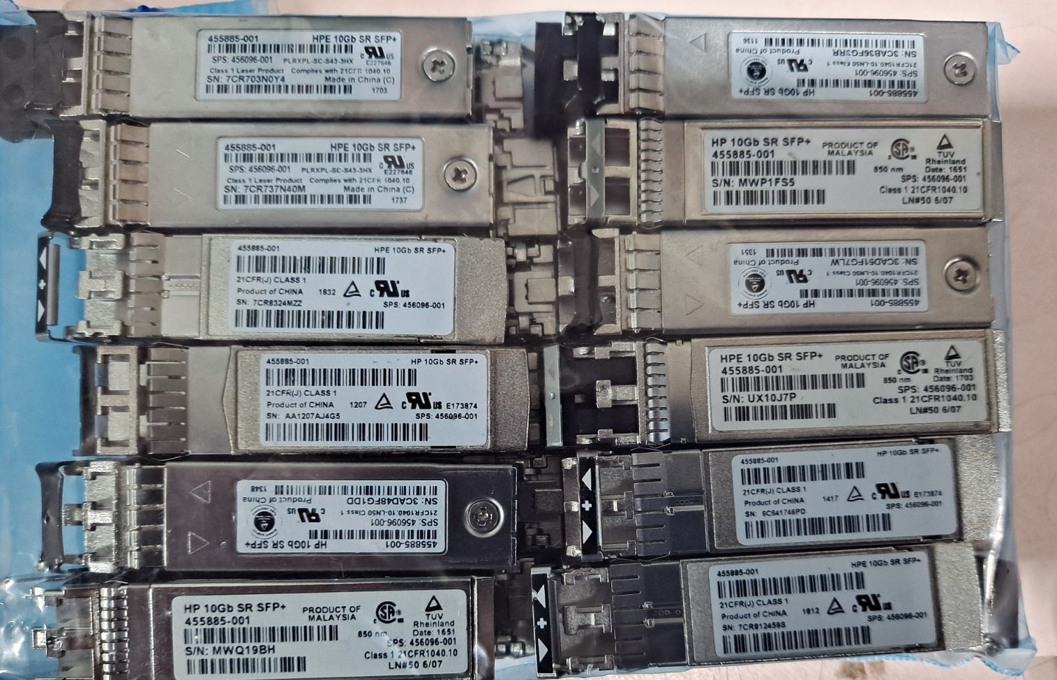 LOT of 100 HPE 455885-001 10GB SR SFP+ 850nm LC 456096-001 TRANSCEIVER