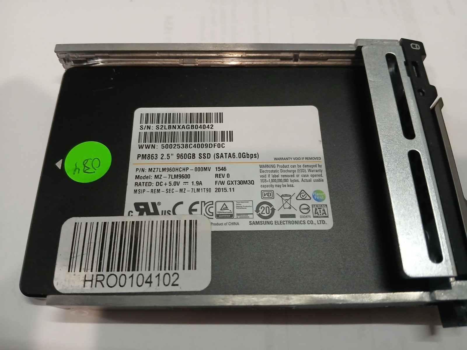 Samsung PM863 960GB SSD SATA 2.5" MZ-7LM9600 MZ7LM960HCP