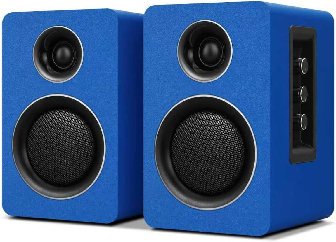 Computer Speakers, Bluetooth 5.3, USB-C, AUX/RCA, 3-Inch Woofer, Blue | a 3-Inch