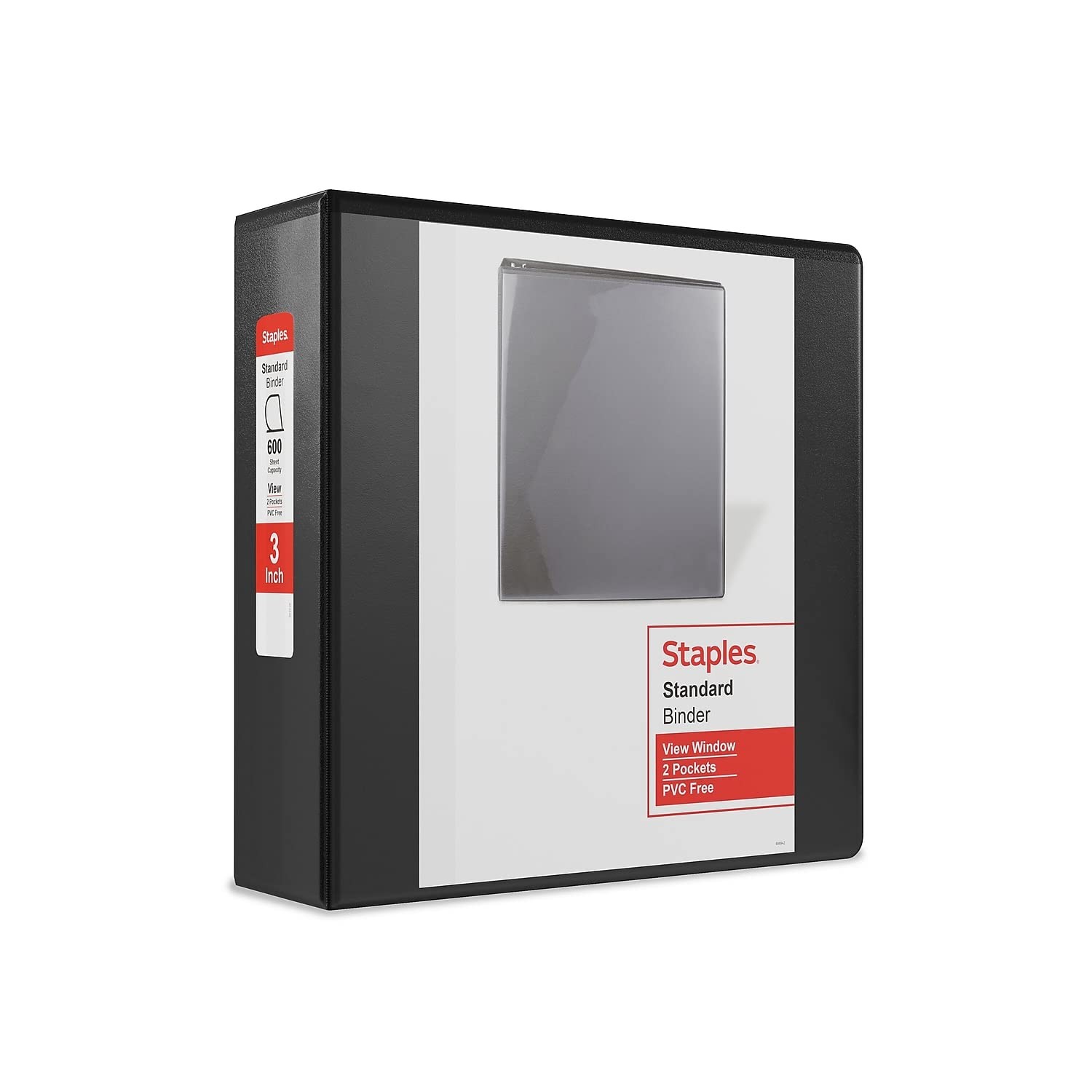 Binder 3 Inch D Ring View Standard Black 600 Sheets Staples Holds