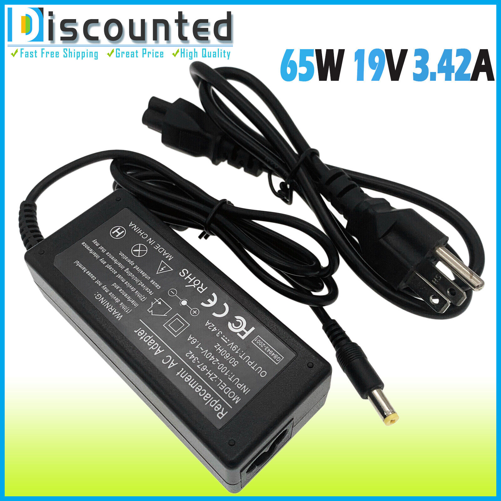 19V 65W New AC Adapter Battery Charger for Acer ICL50 Laptop Power Supply Cord