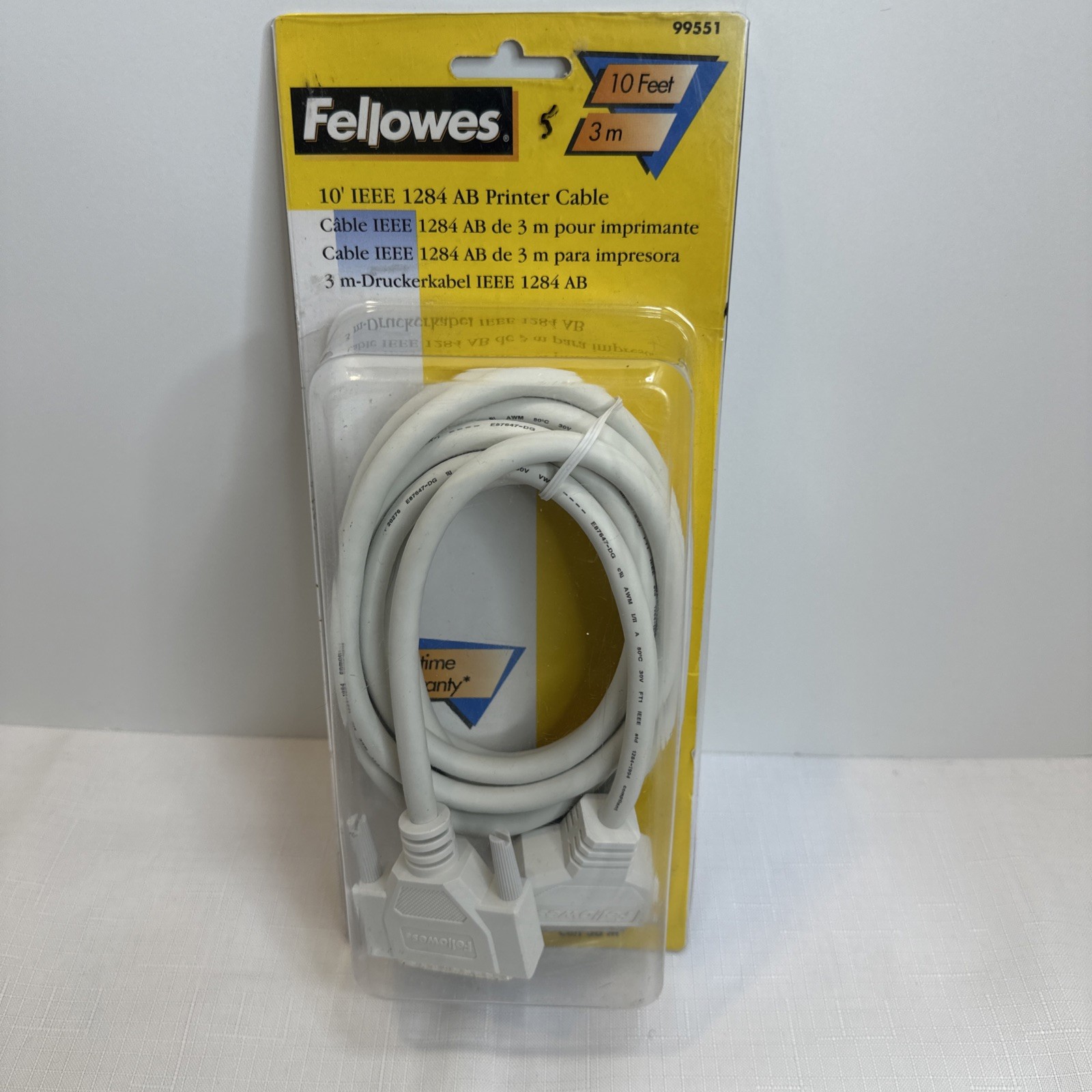 Fellowes Printer Computer Cable IEEE 1284 AB 10' Foot DB25M to Cen 36M NEW