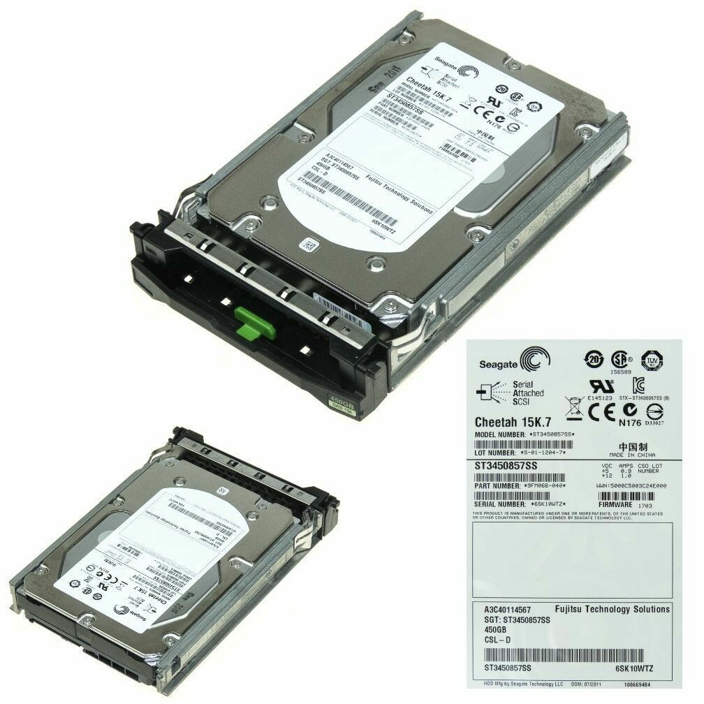 Fujitsu 450GB 15K SAS 3.5" 6Gb/s Hot-Plug Hard Drive HDD A3C40114567 ST3450857SS