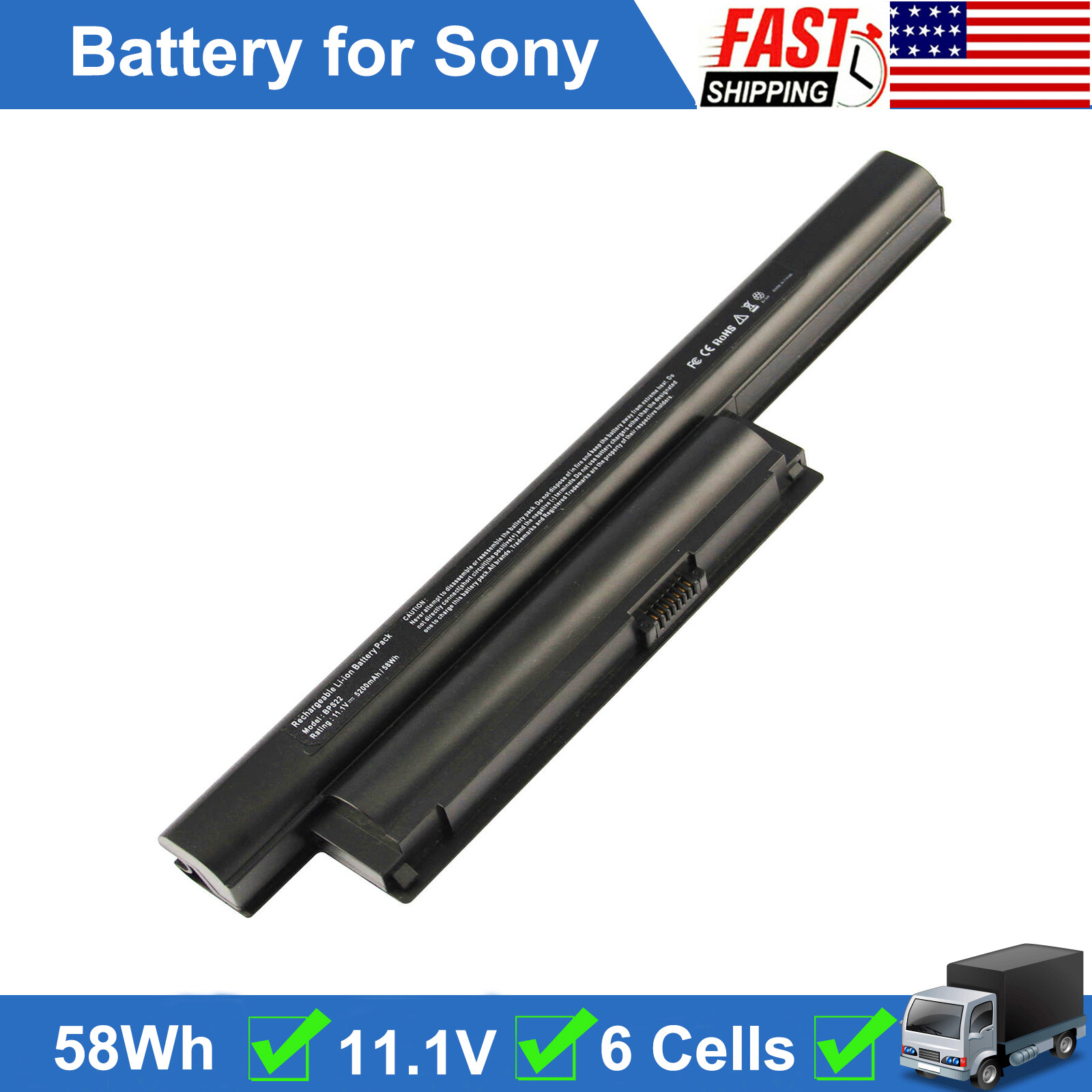 VGP-BPS22 Battery for Sony Vaio VPC-E1Z1E VGP-BPS22 VGP-BPS22A VGP-BPL22 6 Cells