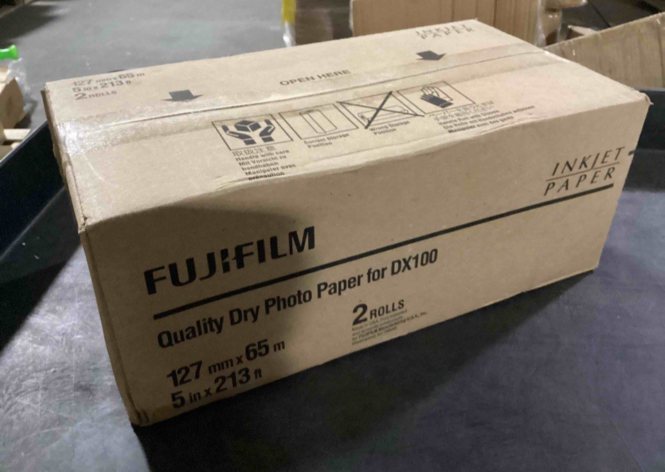 Case of 2 Rolls Fujifilm DX100 InkJet Paper Glossy - 5" x 213' 