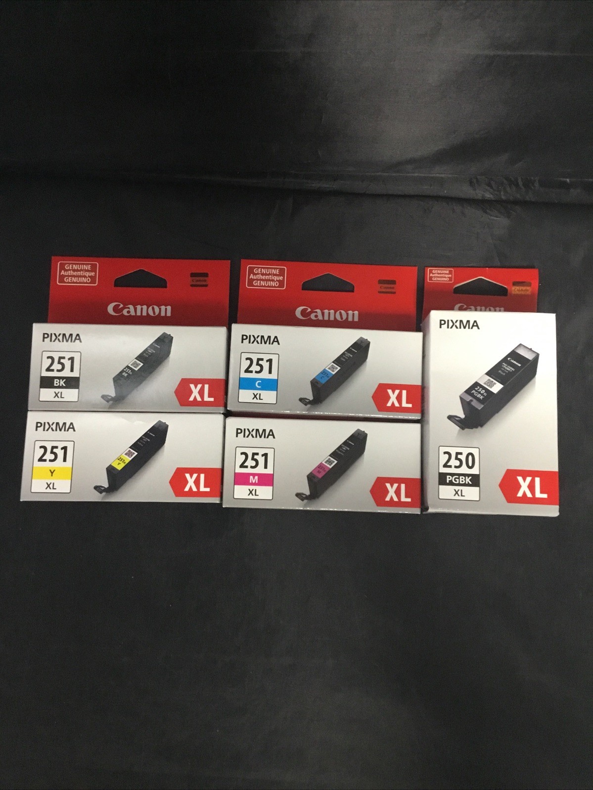 Authentic Canon PGI-250 XL Black & CLI-251 XL B/C/M/Y Color Ink 5 Pack BRAND NEW
