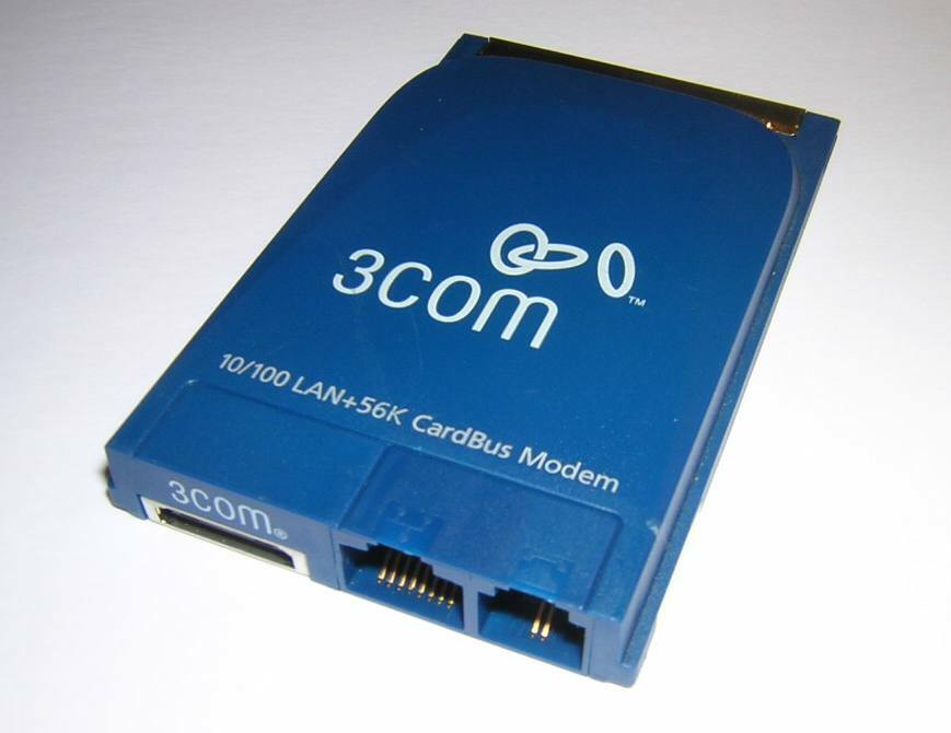 3Com 10/100 Ethernet LAN + 56k Modem CardBus PC Card Integrated Jacks 3C3FEM656C