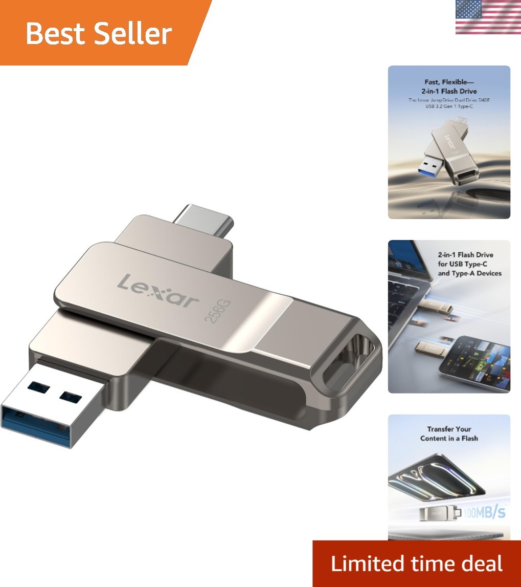 D40E 256GB Dual USB 3.2 Gen 1 Flash Drive - Elegant Metal Swivel Design