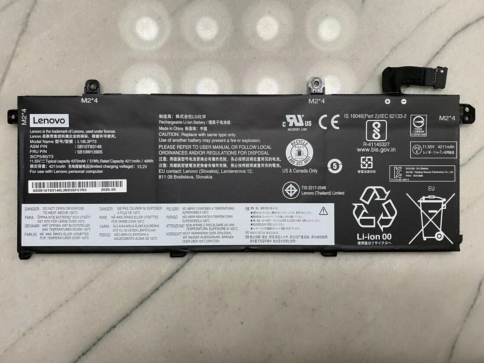 Genuine OEM L18L3P73 Battery For Lenovo ThinkPad T490 T495 P43S T14 L18C3P72 NEW