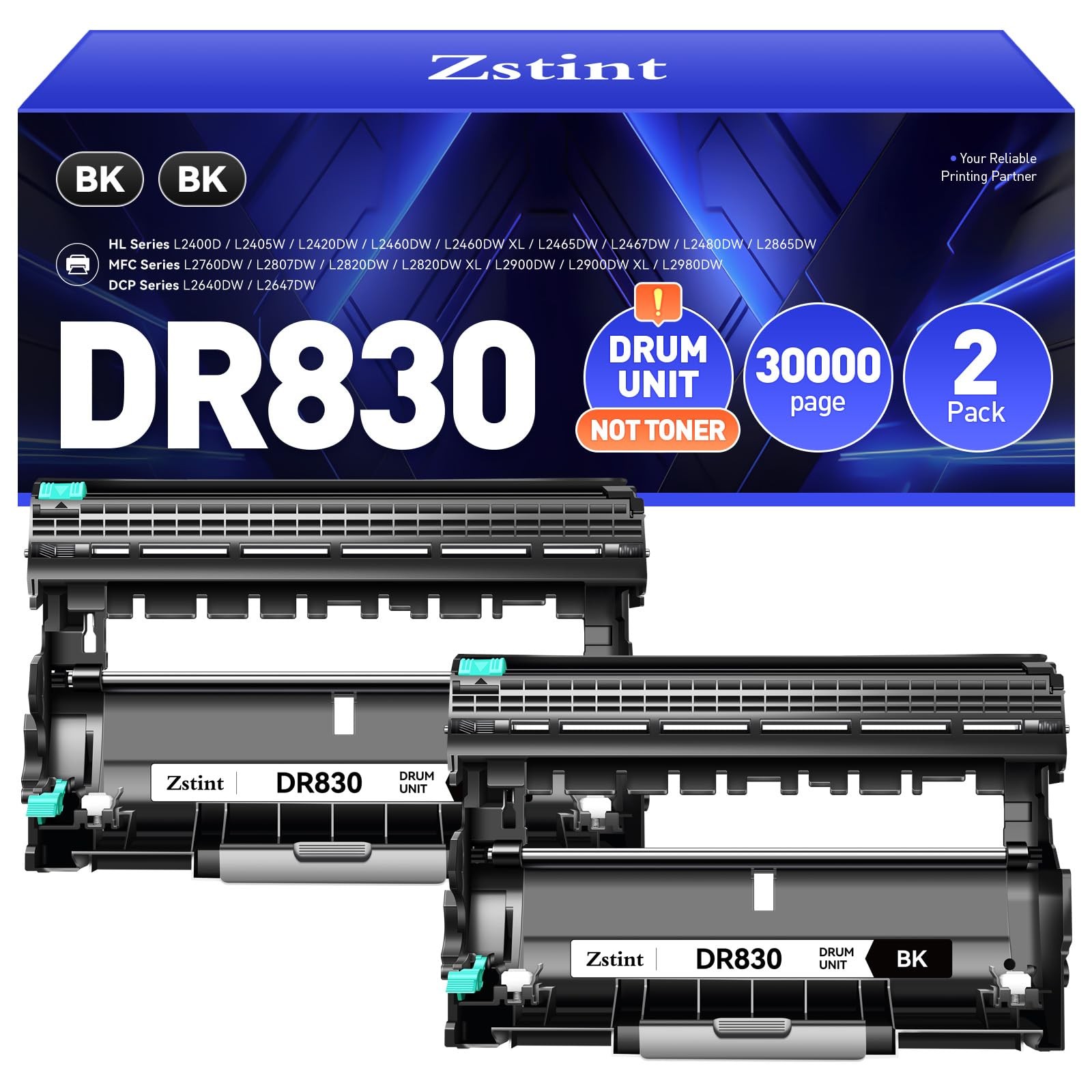 DR830 Drum Unit 2-Pack Replacement for DR830XL DR-830 DCP-L2640DW HL-L2460DW