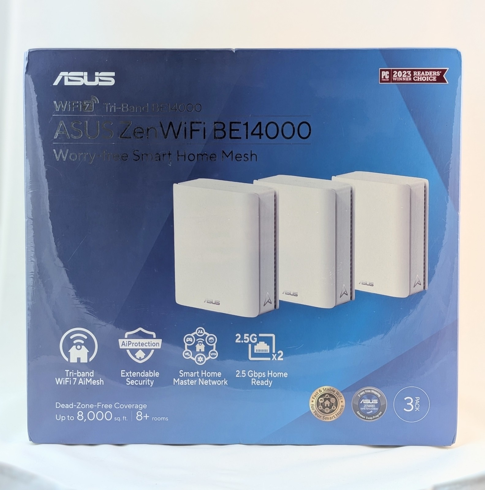 ASUS ZenWiFi BE14000 WiFi 7 Tri-Band Mesh System 3-Pack White NEW SEALED
