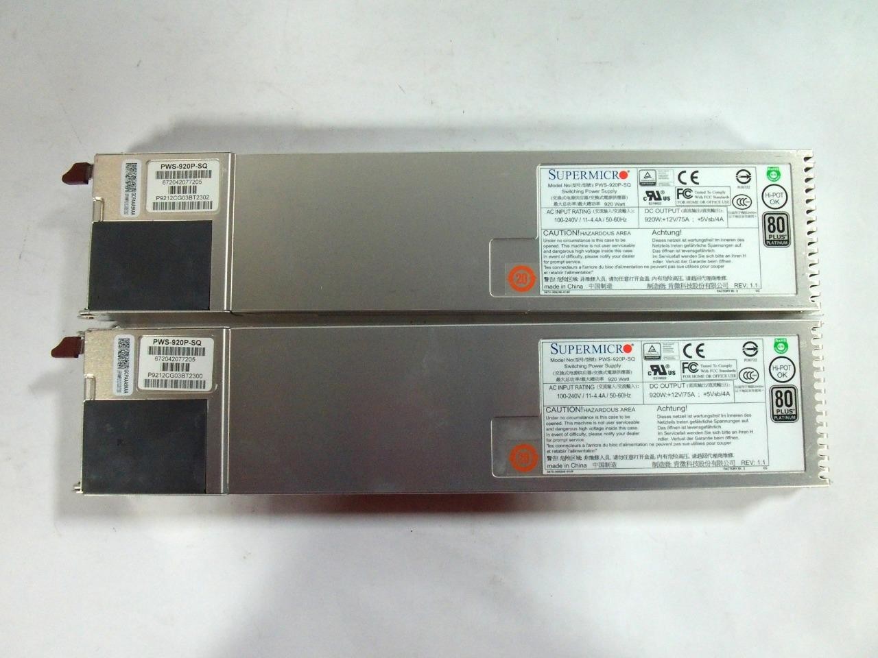 *Lot of 2* Supermicro PWS-920P-SQ 920W 80Plus Platinum Server Power Supply